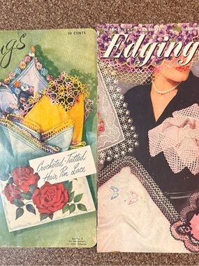 Vintage Crochet Edgings Pattern Books Lot Handkerchief Lace 1950s
